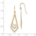 14k Yellow Gold Polished & Textured Dangle Earrings - (B42-543)