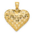 14K Yellow Gold Textured Puff Heart Pendant - (A84-924)