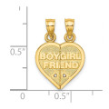 14K Yellow Gold Boy / Girl Friend Breakable Heart Charm Pendant - (A93-360)