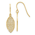 14K Yellow Gold Fancy Filigree Teardrop Dangle Earrings - (B36-934)