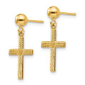 14K Yellow Gold Polished & Satin Cross Dangle Earrings - (B40-878)