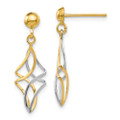 14K Two-tone Gold Post Dangle Earrings - (B42-437)