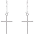 14K White Gold Cross Earrings - (B44-787)