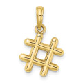 10K Yellow Gold 3-D Hashtag Charm Pendant - (A88-664)