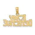 14K Yellow Gold I Heart My Detective Charm Pendant - (A90-562)