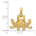 14K Yellow Gold Textured Sitting Frog Charm Pendant - (A90-971)