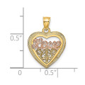 14K Two-Tone Gold Love Heart Charm Pendant - (A93-648)