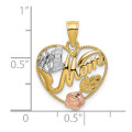 14K Two-tone Yellow & Rose Gold With #1 MOM In Heart Charm Pendant - (A94-224)