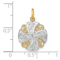14K Yellow Gold with White Rhodium Pinwheel Medallion Charm Pendant - (A94-396)