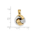 14k Two-Tone Gold Polished Textured Love Knot Pendant - (A98-375)
