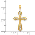 14K Yellow Gold Diamond Accent Cross Pendant - (B13-559)