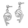 14K White Gold Dolphin Dangle Earrings - (B36-963)