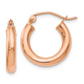 Leslie's 14K Rose Gold 3mm Polished Hoop Earrings 16mm length - (B37-257)