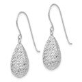 14K White Gold Puff Teardrop Earrings - (B42-497)