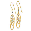 14K Two-tone Gold Oval & Bead Dangle Earrings - (B44-521)