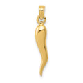 14K Yellow Gold Medium Italian Horn Pendant - (A85-244)