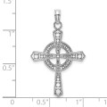 14K White Gold Beaded Celtic Cross With Eternity Charm Pendant - (A93-770)