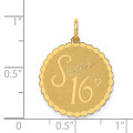 14K Yellow Gold Sweet 16 Birthday Charm Pendant - (A98-754)