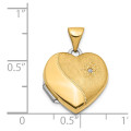 14K Two-tone Gold 15mm Reversible Diamond Heart Locket - (A99-244)