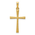 14K Yellow Gold Textured and Polished Latin Cross Pendant - (B11-636)
