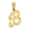 14K Yellow Gold B Script Initial Letter Pendant - (B13-162)