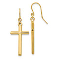 14K Yellow Gold Cross Shepherd Hook Dangle Earrings - (B36-900)