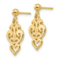 14K Yellow Gold Polished Fancy Dangle Post Earrings - (B40-894)