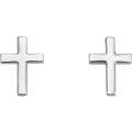 14K White Gold Cross Earrings - (B44-750)