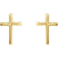 14K Yellow Gold Cross Earrings - (B44-860)