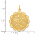14K Yellow Gold Happy Birthday Charm Pendant - (A98-725)