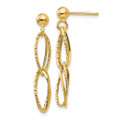 14K Yellow Gold Polished Textured Post Dangle Earrings - (B36-834)