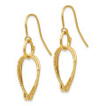 Leslie's 14K Yellow Gold Polished and Textured Shepherd Hook Earrings - (B37-270)