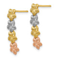 14K Tri-Color Gold Plumeria Earrings - (B42-124)