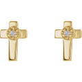 14K Yellow Gold Cross Earrings - (B44-728)