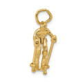 14K Yellow Gold Moveable Snow Skier Charm - (A82-455)