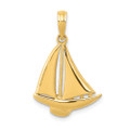 14K Yellow Gold Sailboat Pendant - (A85-122)