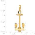 14K Yellow Gold Navy Anchor Pendant - (A85-214)