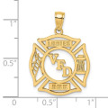 14K Yellow Gold VFD Ladies AUX Shield Charm Pendant - (A89-819)