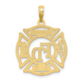 14K Yellow Gold Fire Department FD Ladies AUX In Shield Charm Pendant - (A89-881)