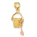 14K Rose And Yellow Gold 3-D Beach Bucket & Shovel Charm Pendant - (A94-487)