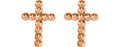 14K Rose Gold Beaded Cross Earrings - (B44-807)