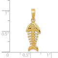 14K Yellow Gold Polished 3-Dimensional Fish Bone Pendant - (A83-556)