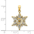 14K Two-tone Gold Polished & Textured 2 Level Snowflake Pendant - (A84-957)