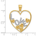 14K Yellow Gold & Rhodium Love and Floating Hearts Pendant - (A85-377)