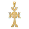 14K Yellow Gold Polished & Textured Armenian Cross Pendant - (A85-620)