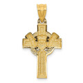 14K Two-tone Gold Claddagh Cross Pendant 25mm length - (A86-980)