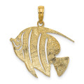 14K Yellow Gold Polished and Cutout Fish Charm Pendant - (A91-557)