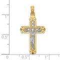 14K Two-Tone Gold Fancy Crucifix Charm Pendant - (A94-270)