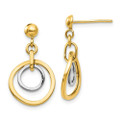 14K Two-tone Gold Circle Post Dangle Earrings - (B42-340)