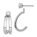 14K White Gold Polished with CZ Stud Earrings Jackets - (B43-770)